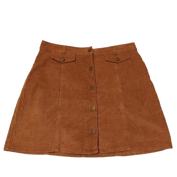 The Impeccable Pig Tan Button-Front Mini Skirt - Picture 1 of 4